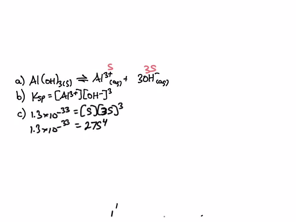 Calculate The Solubility Of Al(OH) If Its Ksp Is 10^33, 40 OFF
