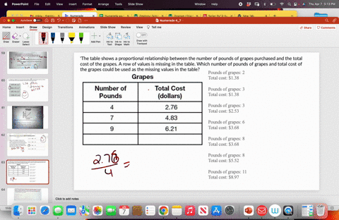 the-table-shows-a-proportional-relationship-between-the-number-of-pounds-of-grapes-purchased-and-the-total-cost-of-the-grapes-a-row-of-values-is-missing-in-the-table-which-number-of-pounds-o-65776