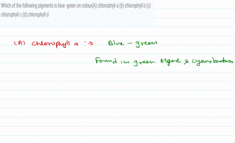 which-of-the-following-pigments-is-blue-green-on-coloura-chlorophyll-a-b-chlorophyll-b-c-chlorophyll-c-d-chlorophyll-d-27438