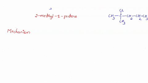 reaction-2-hydrogen-chloride-reacts-with-2-methylpent-1-ene-step-1-the-electron-pair-in-the-double-bond-of-alkene-attacks-the-bond-between-hydrogen-and-chlorine-to-produce-carbocation-at-sec-53253