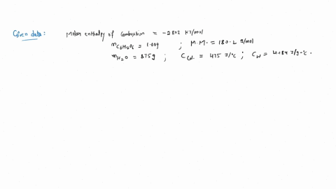 the-molar-enthalpy-of-combustion-of-glucose-c6h12o6-is-2803-kjmol-a-mass-of-100-g-glucose-is-combusted-in-a-bomb-calorimeter-if-the-calorimeter-contains-875-g-h2o-and-the-bomb-has-a-heat-cap-94652