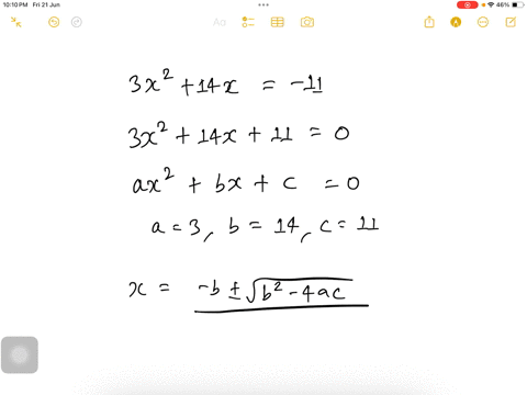 listen-use-the-quadratic-formula-to-solve-for-x-3-x214-x-11-x-frac103-and-x-frac43-x-frac223-and-x-2-x-frac113-and-x-1-x-frac163-and-xfrac23
