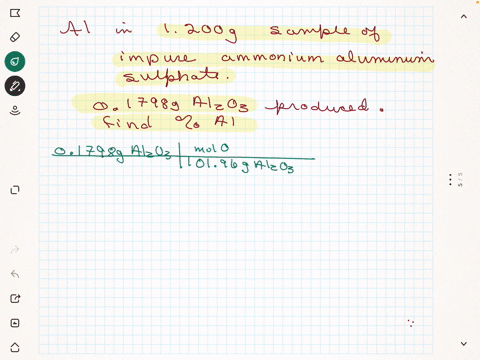 g-aluminium-in-1200-g-sample-of-impure-ammonium-aluminium-sulphate-was-precipitated-with-aqueous-ammonia-as-the-hydrous-al2o3xh2o-the-precipitate-was-filtered-and-ignited-at-1000-c-to-give-a-22512