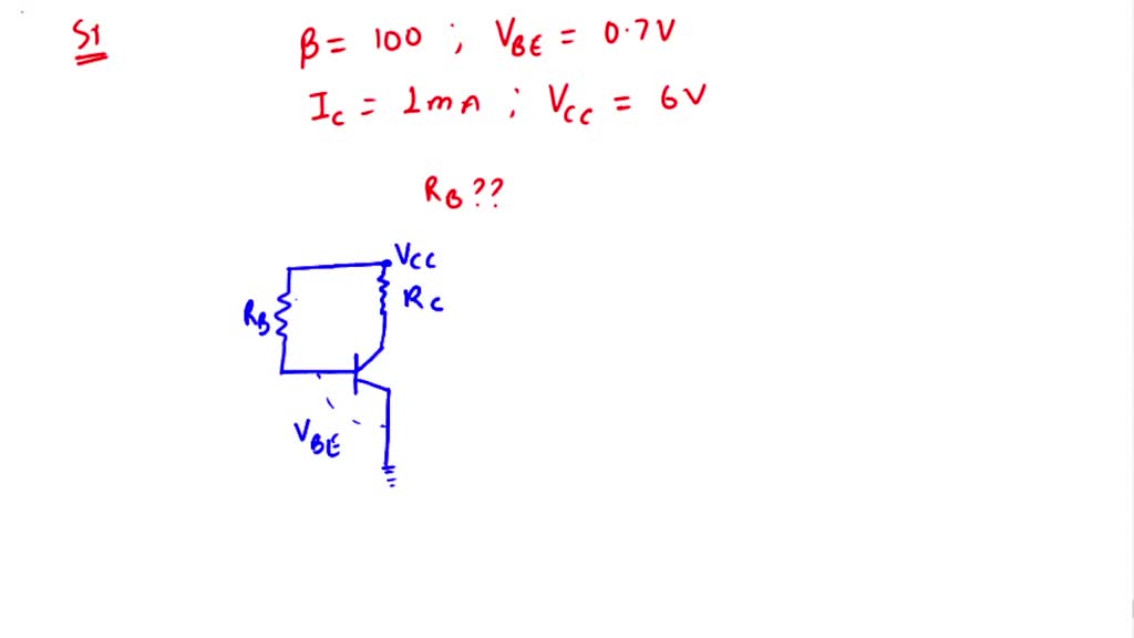'A silicon transistor is biased with base resistor method. If B=100