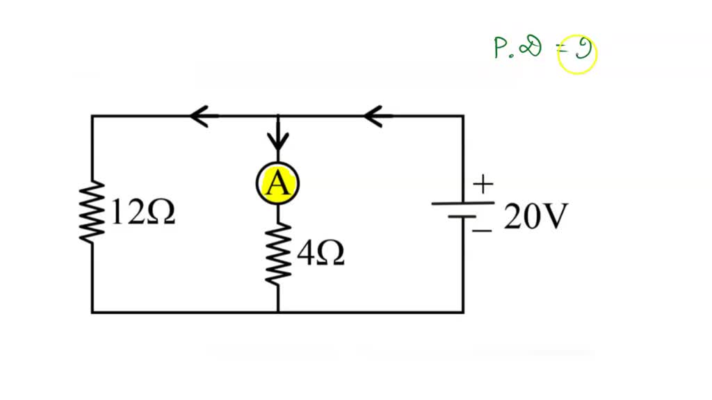 SOLVED "In the following figure, the reading of the ammeter A, when
