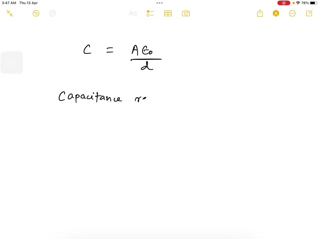SOLVED A capacitor stores charge Q at a potential difference ΔV. What