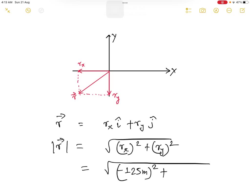 SOLVED: The x vector component of a displacement vector 𝐫 has a mag ...
