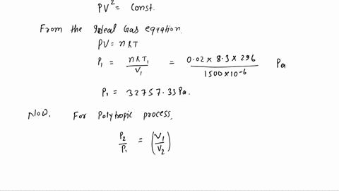 0020-mol-of-a-diatomic-gas-with-initial-temperature-23-c-are-compressed-from-1500-cm3-to-550-cm3-in-a-process-in-which-pv2constant-how-much-heat-is-added-during-this-process-75043