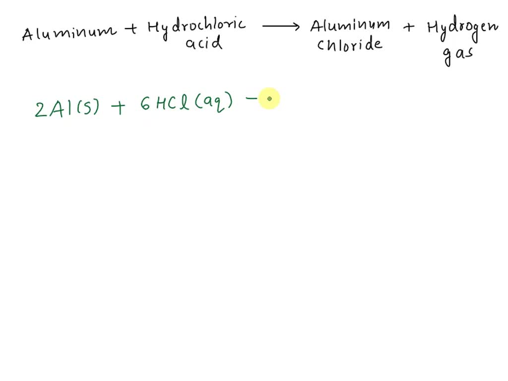 SOLVED: Aluminum Chloride And Bubbles Of Hydrogen Gas Are Produced When ...