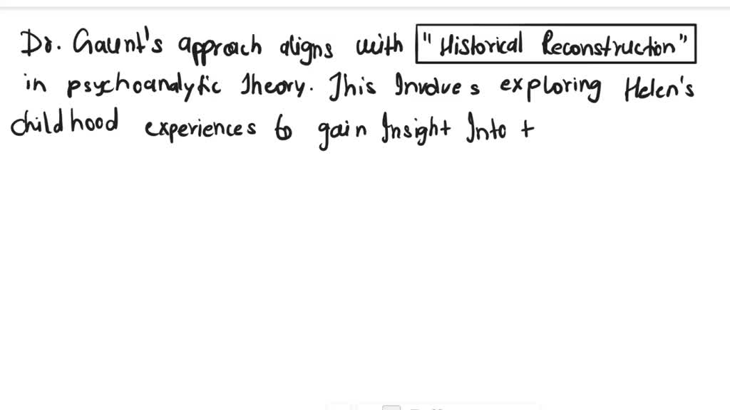 Dr. Gaunt is a psychoanalyst and is trying to help Helen understand her