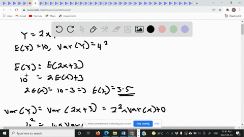 17-suppose-that-x-is-a-random-variable-and-y-2x3-if-y-has-mean-10-and-standard-deviation-4-find-the-mean-and-the-variance-of-x-83592