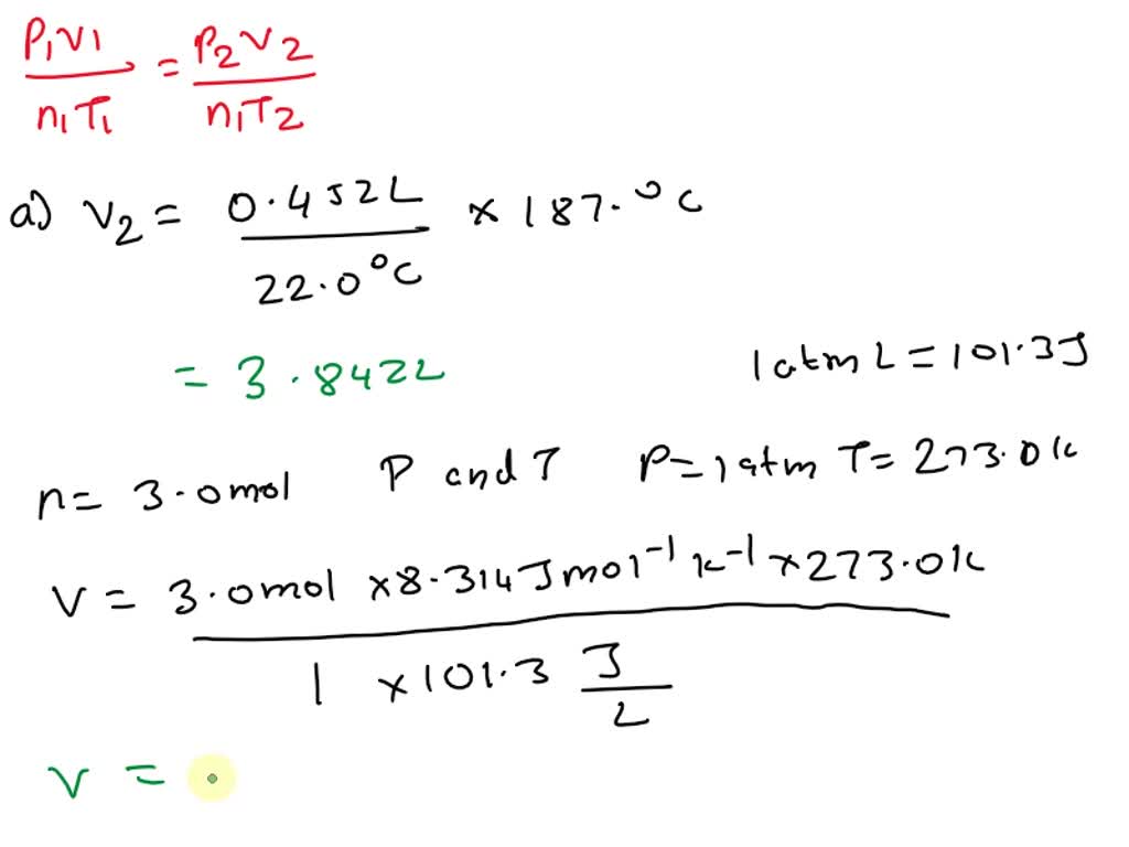 Directions Solve the following problems. An aerosol can contains 0.452 L of gas at 22 Â°C. What