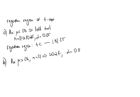 provide-the-rejection-region-based-on-a-t-test-statistic-for-the-following-situations-a-h0-28-versus-h-28-with-n-11-05-b-h0-28-versus-h-28-with-n-21-025-c-h0-28-versus-h-28-with-n-8-001-d-h0-41028