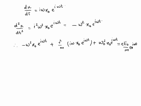 1-the-lorentz-model-of-a-dielectric-material-treats-bound-electrons-as-a-damped-harmonic-oscillator-the-equation-of-motion-for-an-electron-is-thus-a2x-m-at2-at-showing-that-eeo-expiwt-io-x-x-88186