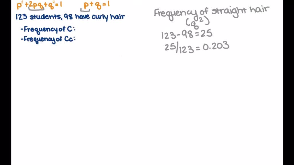 SOLVED: Suppose the human trait for hair type is controlled by a simple  dominant and recessive relationship at one locus. Curly hair, C, is the  dominant allele, and straight hair, c, is