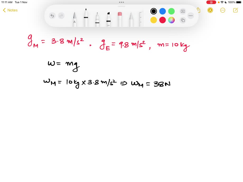 SOLVED Weight refers to the force of gravity acting on a mass. We
