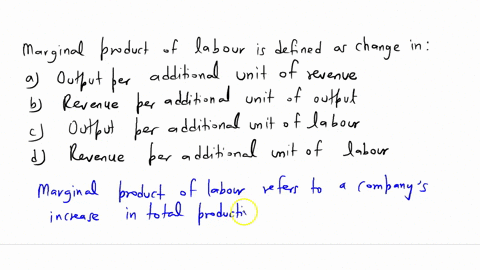 the-marginal-product-of-labor-is-defined-as-the-change-in____-a-output-per-additional-unit-of-revenue-b-revenue-per-additional-unit-of-output-c-output-per-additional-unit-of-labor-d-revenue-65476