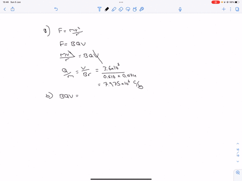 a-what-is-the-charge-to-mass-ratio-of-a-particle-traveling-at-360-x-105-ms-that-is-deflected-in-a-circular-arc-of-radius-740-cm-as-it-travels-through-a-magnetic-field-of-strength-0610-t-answ-95272
