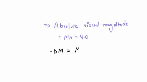 The V magnitude of a star is 15.1, B-V=1.6, and absolute magnitude MV=1 ...