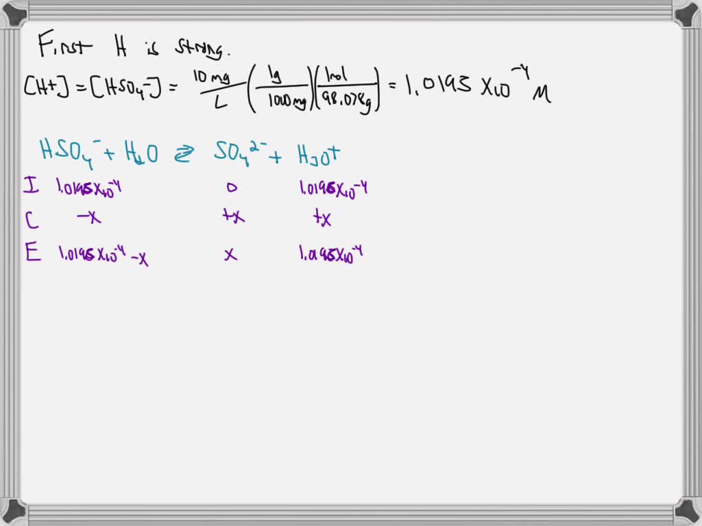 SOLVED: Calculate the pH of a solution containing 10 mg/l of sulfuric ...