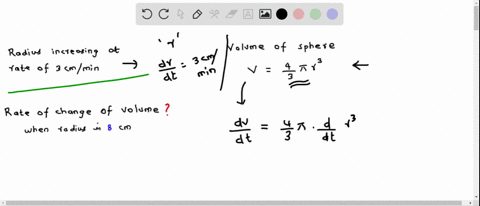 the-radius-of-a-spherical-balloon-is-increasing-at-a-rate-of-3-centimeters-per-minute-how-fast-is-the-volume-changing-when-the-radius-is-8-centimeters-round-your-answer-to-four-decimal-place-34271