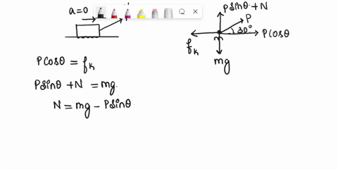 a-block-is-pulled-by-a-rope-at-constant-speed-along-a-rough-level-surface-by-a-rope-that-makes-an-angle-of-30-degrees-with-respect-to-the-horizontal-the-applied-force-along-the-rope-is-p-the-29038