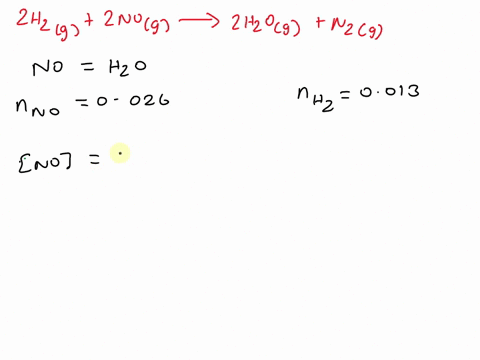 a-100-ml-reaction-vessel-initially-contains-260-102-mol-of-no-and-130-102-mol-of-h2-at-equilibrium-the-concentration-of-no-in-the-vessel-is-0161-m-at-equilibrium-the-vessel-also-contains-n2-68997