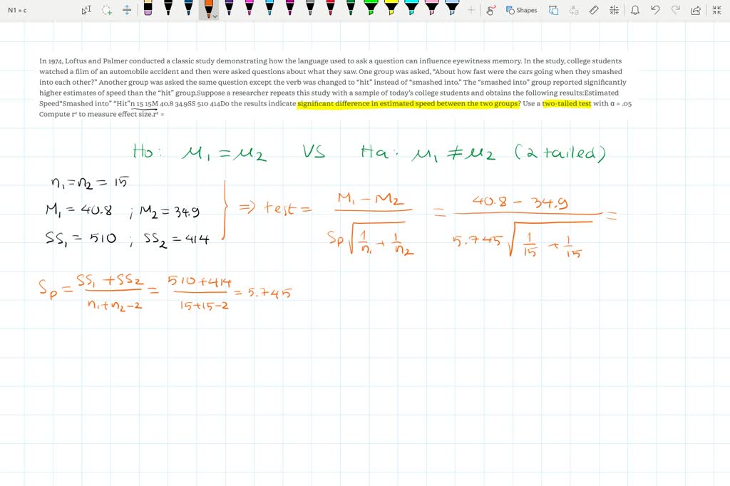 SOLVED In 1974, Loftus and Palmer conducted a classic study