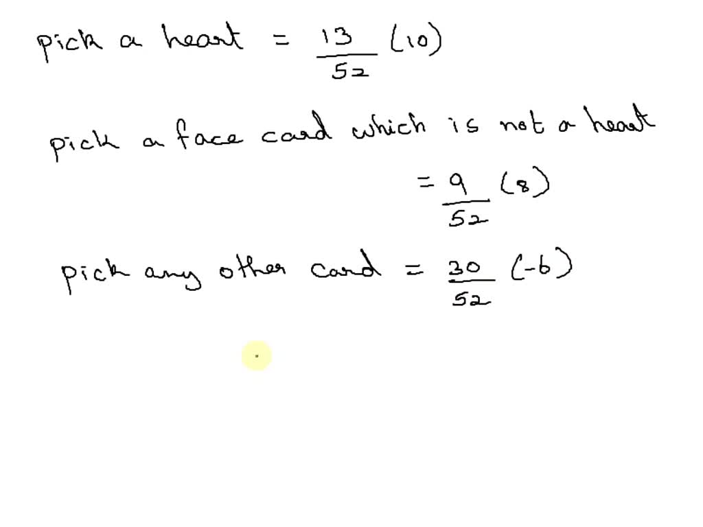 SOLVED: . You draw one card from a standard deck of playing cards. If you pick  a heart, you will win 10. If you pick a face card, which is not a