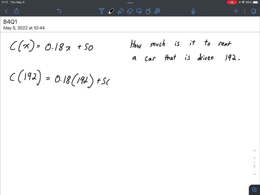 SOLVED NEED HELP ASAP A car rental agency charges 50.00 per day plus0