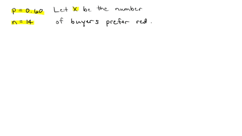 a-researcher-wishes-to-conduct-a-study-of-the-color-preferences-of-new-car-buyers-suppose-that-60-of-this-population-prefers-the-color-red-if-14-buyers-are-randomly-selected-what-is-the-prob-91183