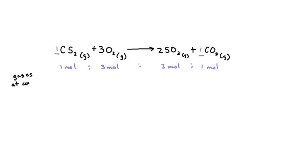 Carbon Disulfide Gas And Oxygen Gas React To Form Sulfur Dioxide Gas