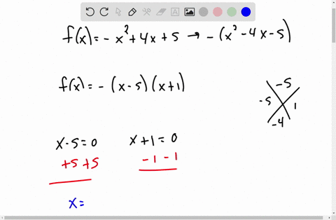 consider-the-quadratic-function-fxx24x5-determine-the-following-enter-all-numerical-answers-as-integers-fractions-or-decimals-the-smallest-xx-intercept-is-xx-the-largest-xx-intercept-is-xx-t-93829