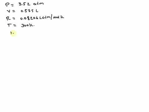 if-the-ideal-gas-constant-r-008206-l-atmmol-kwhat-number-of-moles-of-gas-occupy-a-volume-of-0575-lat-a-pressure-of-352-atm-and-a-temperature-of-300-k-9039