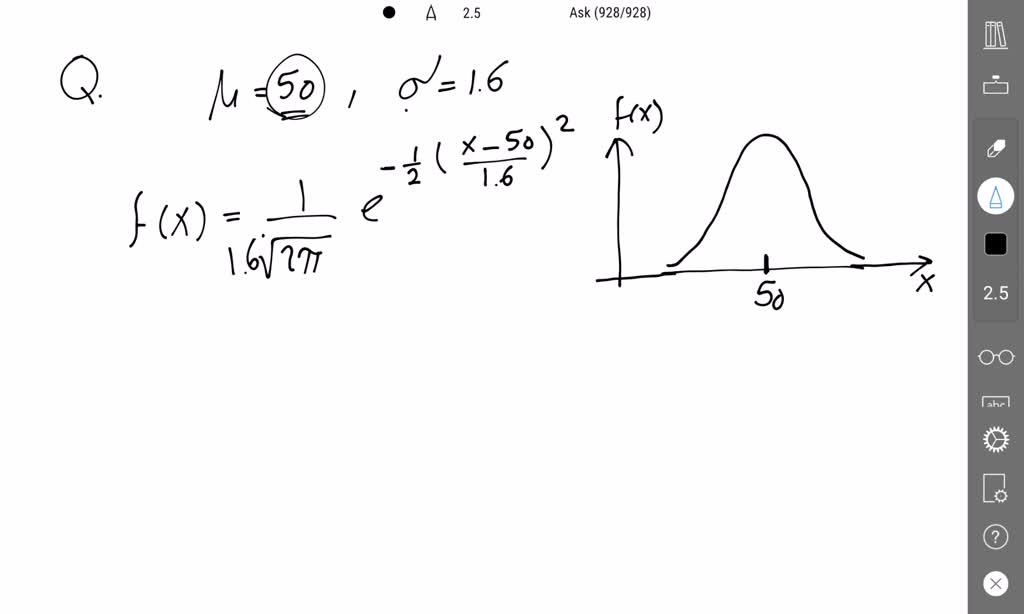 SOLVED: Draw a normal curve with μ = 50 and σ = 16. Label the values ...