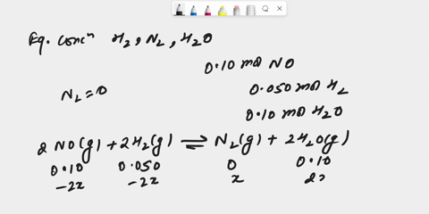 mixture-of-010-mole-no-0050-mole-hz-and-010-mole-hzo-is-placed-in-20-vessel-the-following-equilibrium-established-2-no-e-2-hz-e-nz-e-2-hzo-e-equilibrium-no-0030-m_-the-initial-concentration-78982