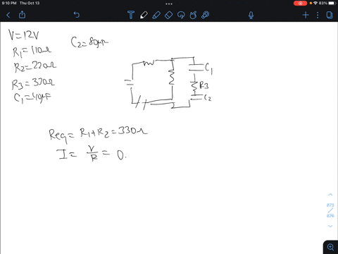 the-switch-in-the-circuit-shown-below-has-been-open-for-long-time-when-at-time-t-0-it-is-closed-the-values-of-the-circuit-elements-are-v-12-v-r1-110-q-rz-220-0-rz-330-0-c1-40-pf-and-2-80-pf-49798