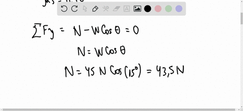 in-fig-6-24-a-force-vecp-acts-on-a-block-weighing-45-mathrmn-the-block-is-initially-at-rest-on-a-plane-inclined-at-angle-theta15circ-to-the-horizontal-the-positive-direction-of-the-x-axis-is-up-the--2