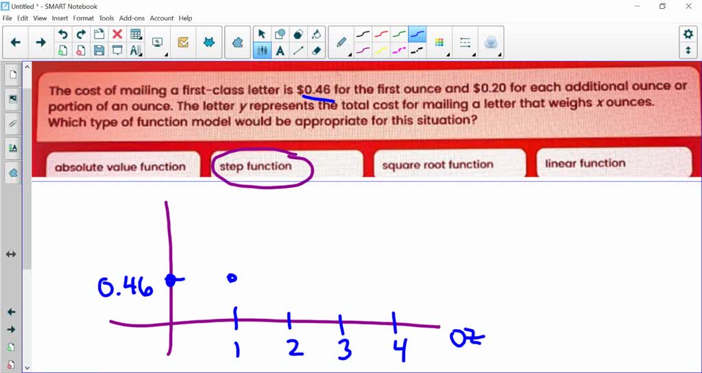 SOLVED The cost of mailing firstclass letter Is 0.46 for the first