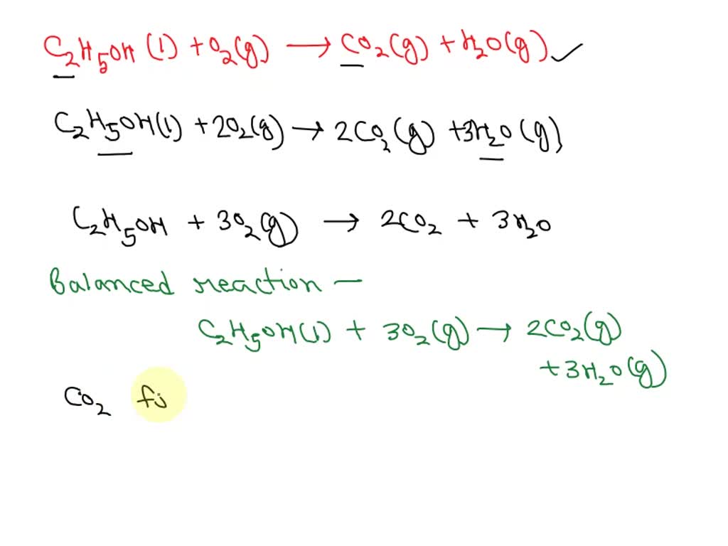 SOLVED: Gasohol is a mixture of ethanol and gasoline. C2H5OH(l) + O2(g