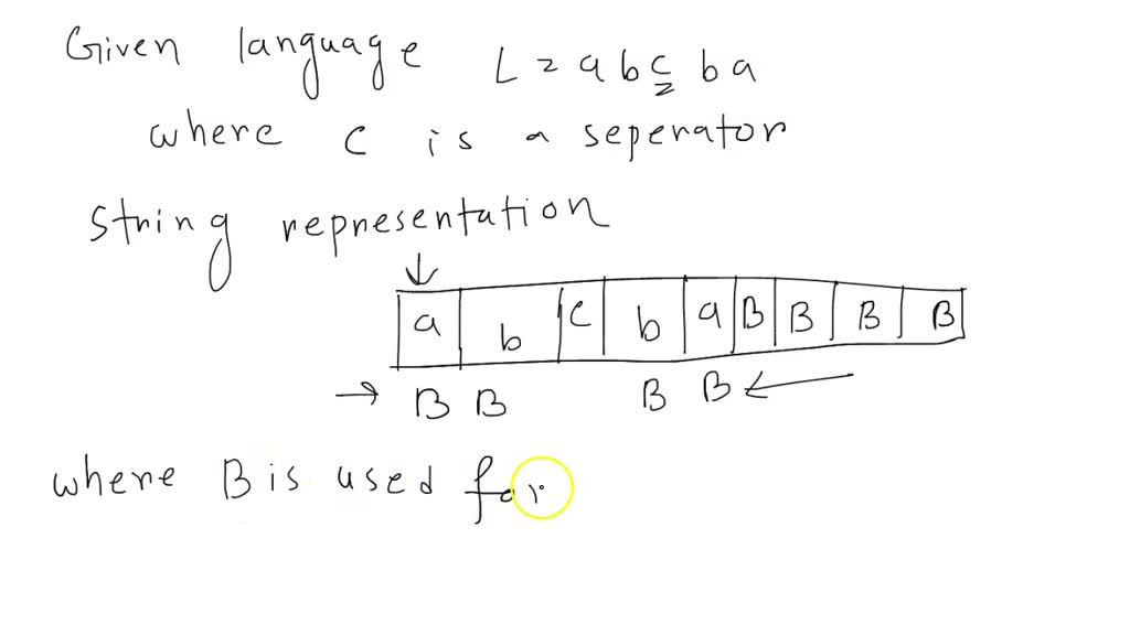 SOLVED: Build a Turing Machine for the language L = (wcw) that accepts ...