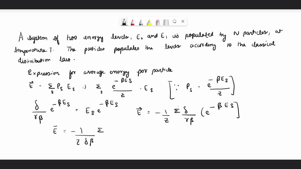 SOLVED: 13. A system of two energy levels Eo and E is populated by N ...