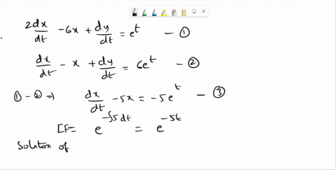 solve-the-given-system-of-differential-equations-by-systematic-elimination-2dxdt-6x-dydt-et-dxdt-x-dydt-6et-51853