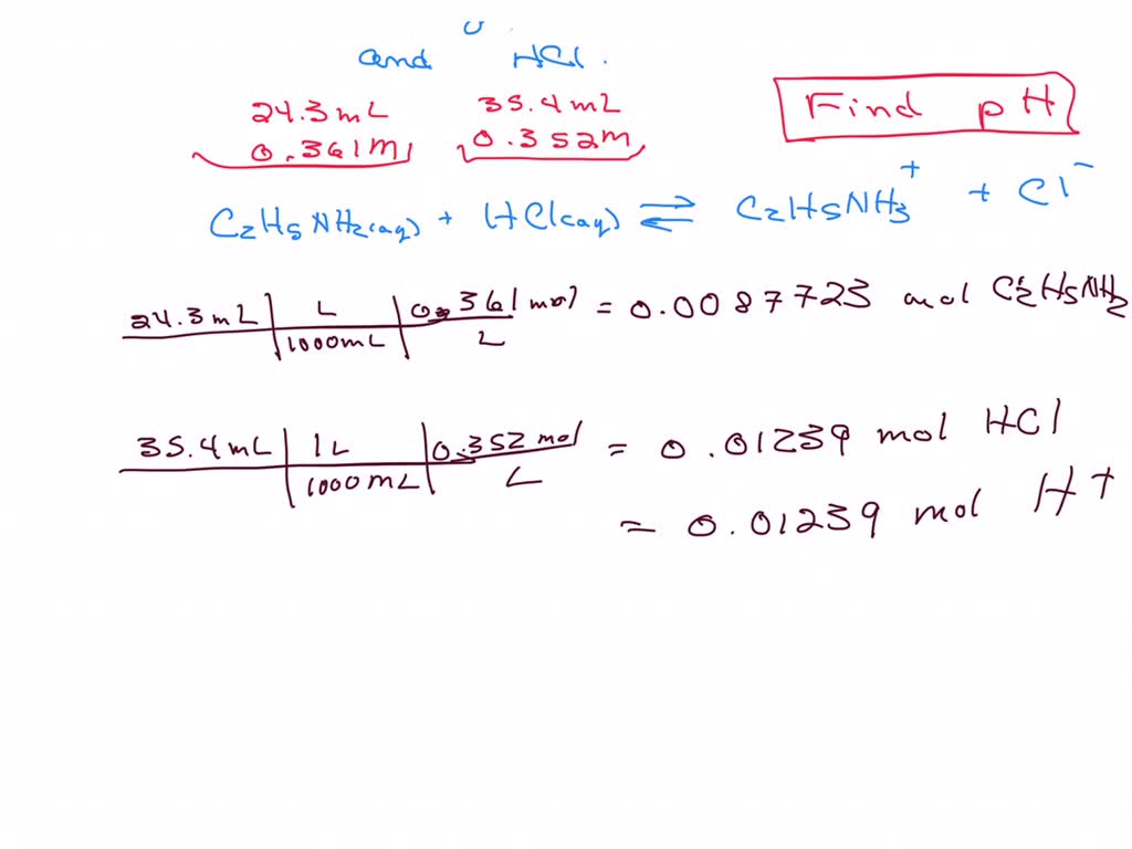 SOLVED: A 24.3 mL sample of 0.361 M ethylamine, C2H5NH2, is titrated ...