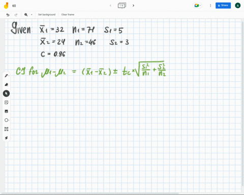 two-samples-are-taken-with-the-following-sample-means-sizes-and-standard-deviations-t1-32-t2-24-n-71-n2-46-81-5-82-3-estimate-the-difference-in-population-means-using-a-96-confidence-level-u-18033