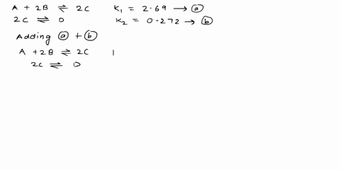 1-two-reactions-and-their-equilibrium-constants-are-given-a2b2ck12692cdk20272-calculate-the-value-of-the-equilibrium-constant-for-the-reaction-da2b-2-calculate-the-value-of-the-equilibrium-c-24173