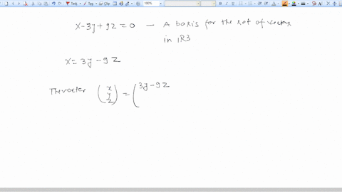 find-a-basis-for-the-set-of-vectors-in-r-in-the-plane-x-3y-9z-0_-hint-think-of-the-equation-as-a-system-of-homogeneous-equations-a-basis-for-the-set-of-vectors-in-r-in-the-plane-x-3y-9z-0-is-03337
