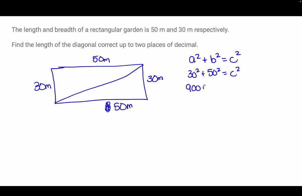Solved the length and breadth of a rectangular garden is 50 m and 30 m