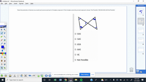 state-the-postulate-or-theorem-you-would-use-to-prove-each-pair-of-triangles-congruent-if-the-triangles-cannot-be-proved-congruent-choose-not-possible-sss-sas-asa-aas-not-possible-19245