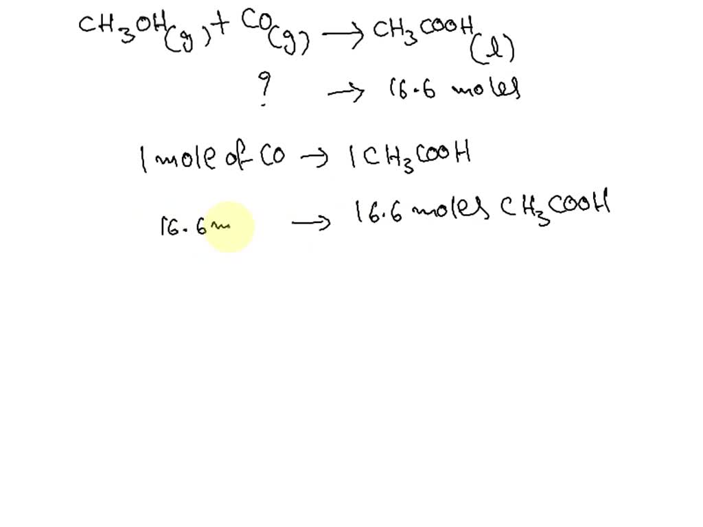 SOLVED In the industrial synthesis of acetic acid, methanol is reacted